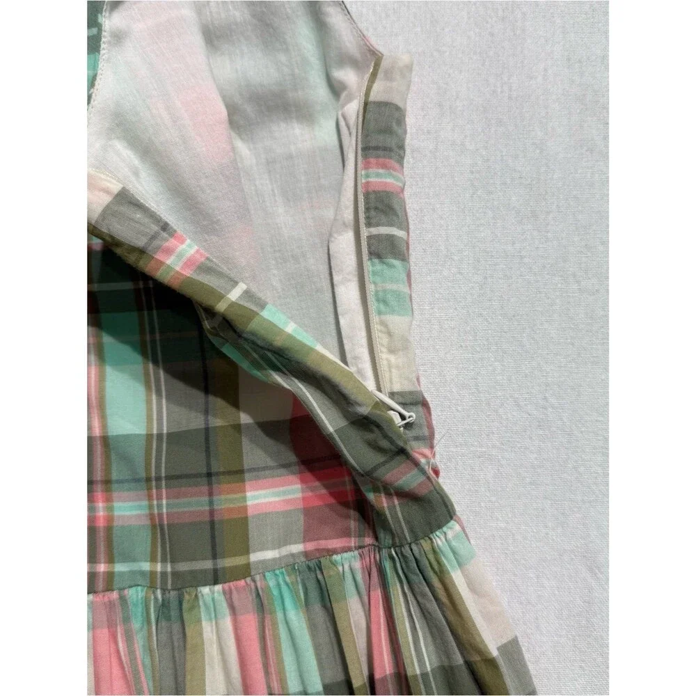 GapKids Plaid Cotton Dress Girls XL 12 Pink Mint Sleeveless Spring
